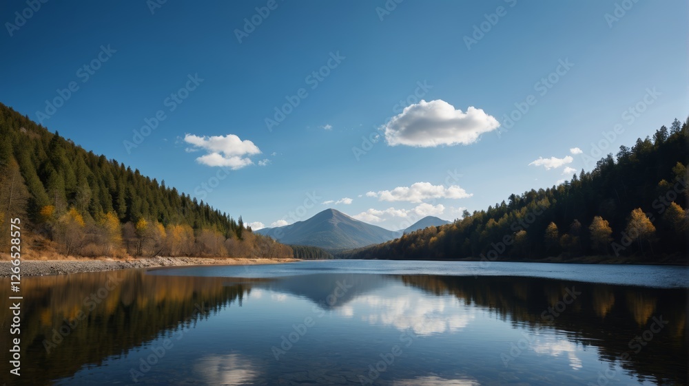 there is a lake with a mountain in the background there is a lake with a mountain in the background