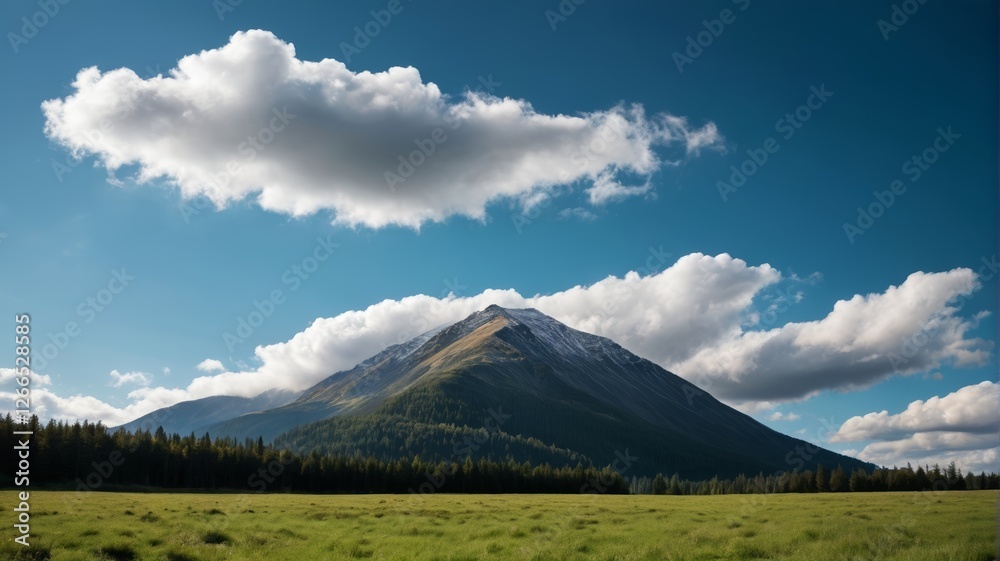 mountains and trees in the distance with a blue sky and clouds mountains and trees in the distance with a blue sky and clouds