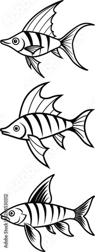 Graceful Swordtail Fish Line Art, A Minimalist Illustration of Elegant Aquatic Beauty.