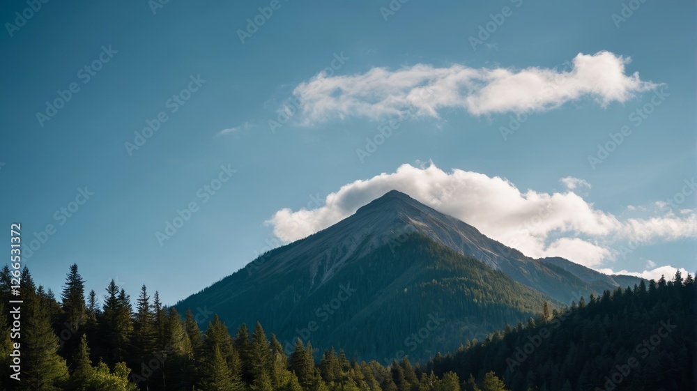 mountains with a few trees and a few clouds in the sky mountains with a few trees and a few clouds in the sky