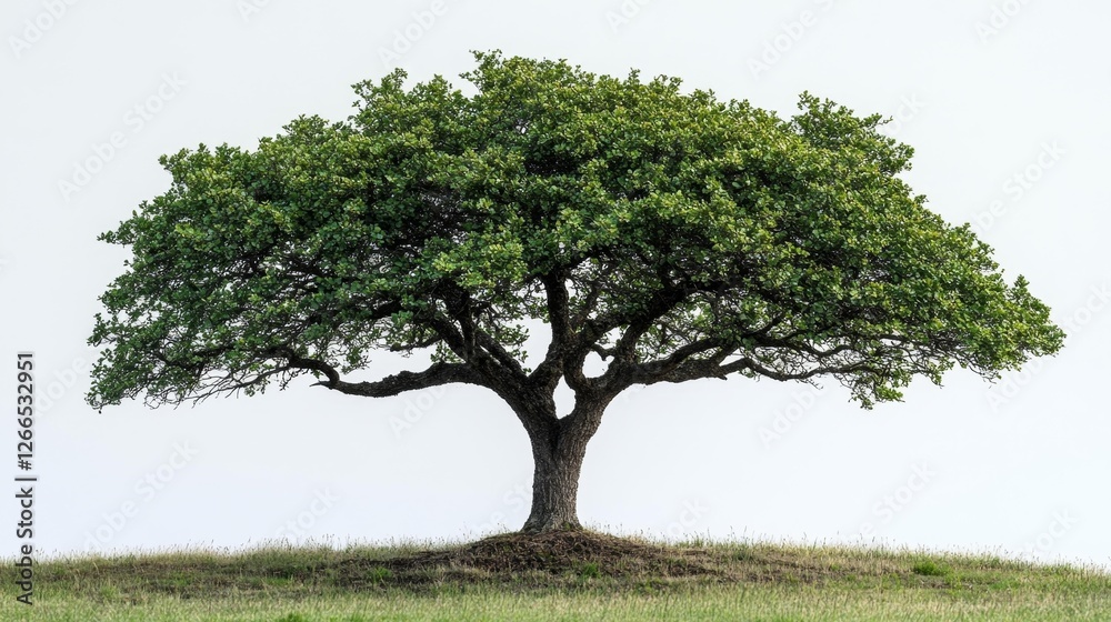 Obraz premium Lonely tree on a hill against a clear sky background. Generative AI
