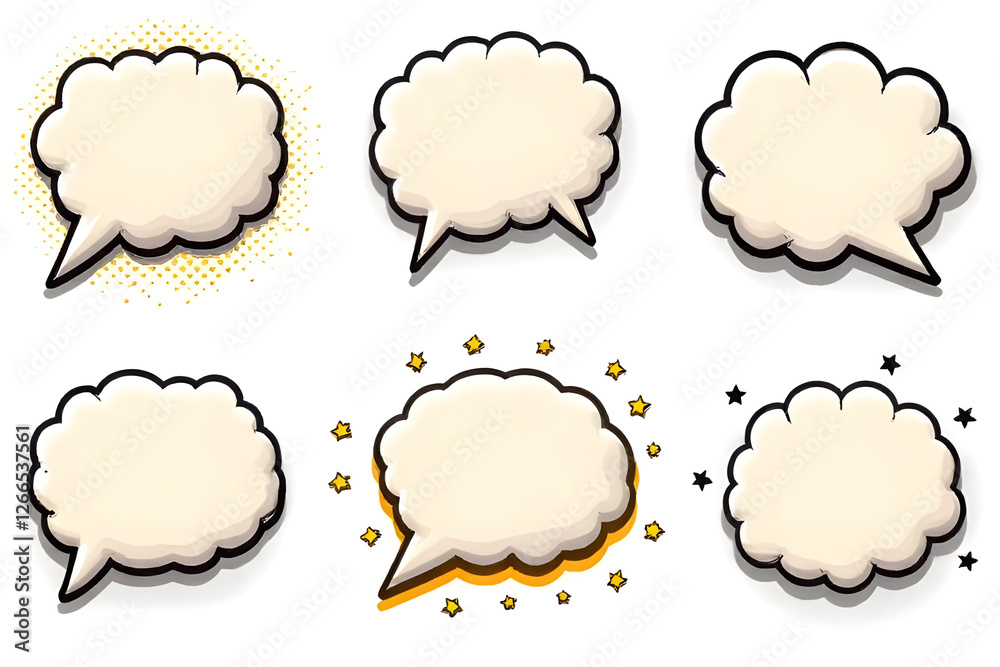 Set of Six Comic Style Speech Bubbles Set of Six Comic Style Speech Bubbles