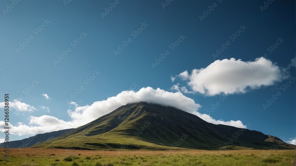 Fototapeta premium there is a large mountain with a cloud in the sky