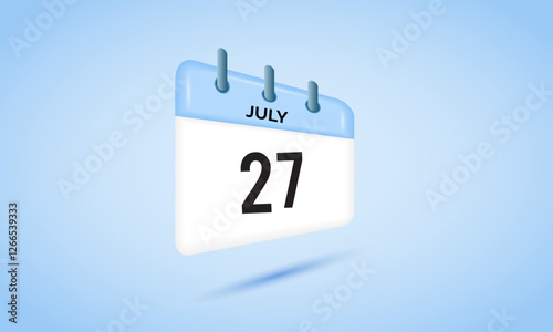 27th July daily calendar icon template. July 27 day calendar design. Single day calendar in vector illustration flat style.