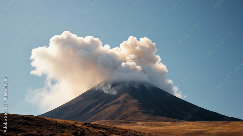 Obraz premium there is a large cloud of smoke rising from a mountain