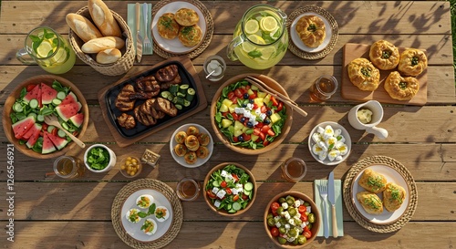 Wallpaper Mural Summer Bbq Picnic Feast Outdoor Table Setting Food Torontodigital.ca
