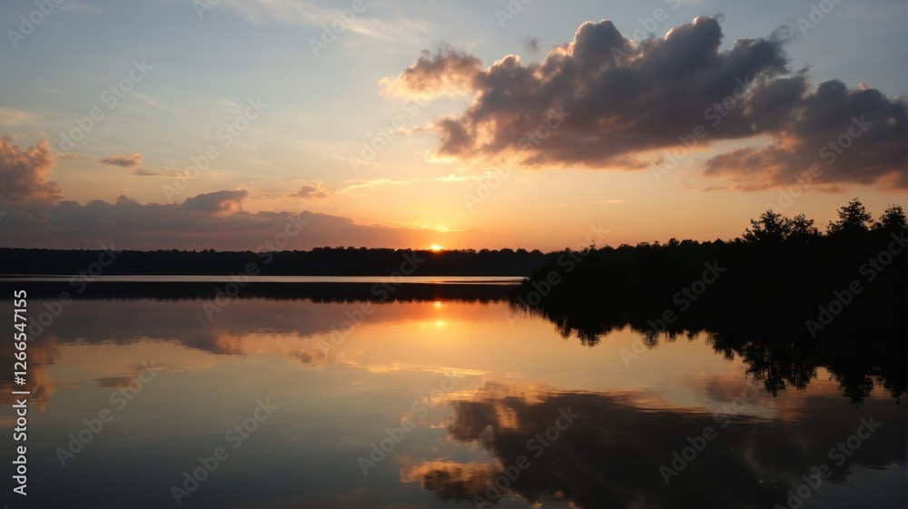 arafed view of a lake with a sunset in the background arafed view of a lake with a sunset in the background