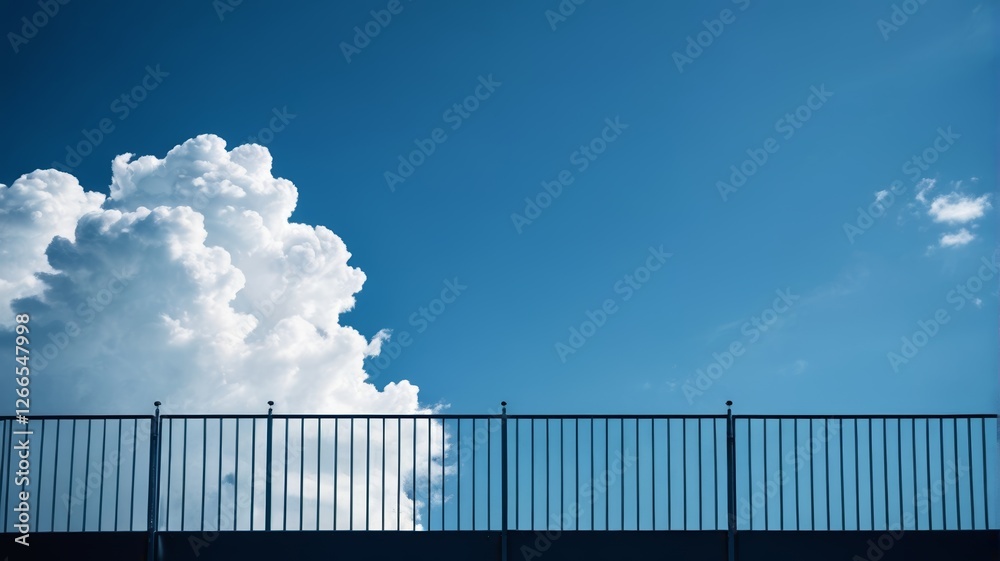 there is a large cloud that is in the sky behind a fence