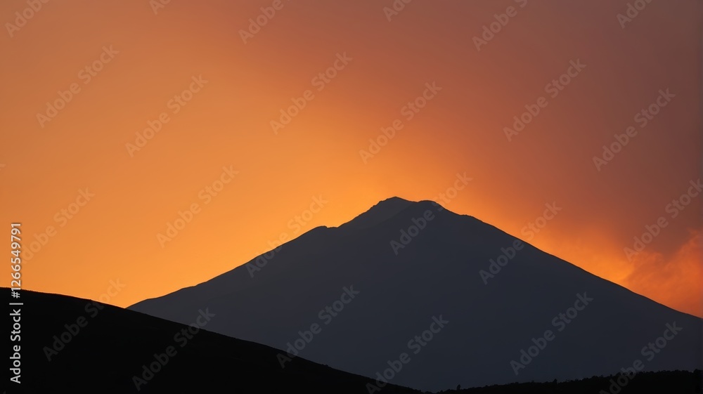 araffe silhouetted against a sunset sky with a mountain in the background araffe silhouetted against a sunset sky with a mountain in the background