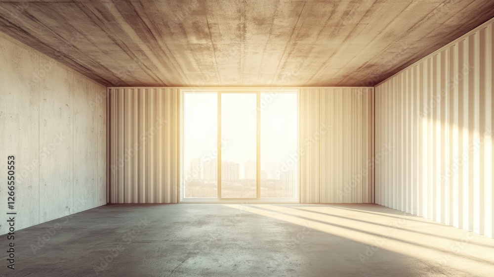 Fototapeta premium Modern Empty Room with Large Window and Soft Morning Light