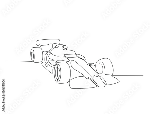 Continuous line art drawing of Formula one F1 racing car. Formula car sports line art drawing vector illustration. Editable stroke.