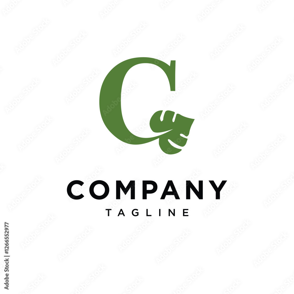 Letter C Monstera Leaf Spade Logo Icon Vector Letter C Monstera Leaf Spade Logo Icon Vector
