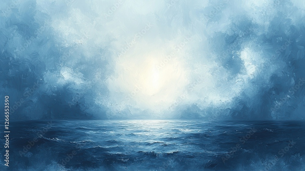 A serene seascape with soft blue hues and a glowing horizon. A serene seascape with soft blue hues and a glowing horizon.
