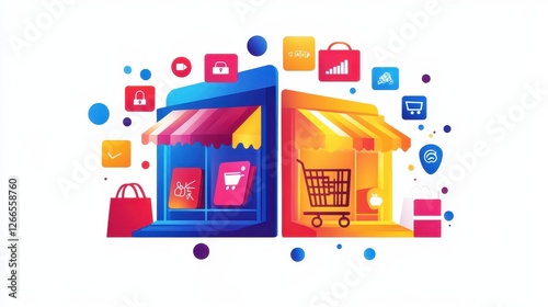 E-commerce marketing flat design front view social media theme water color Split-complementary color scheme. 