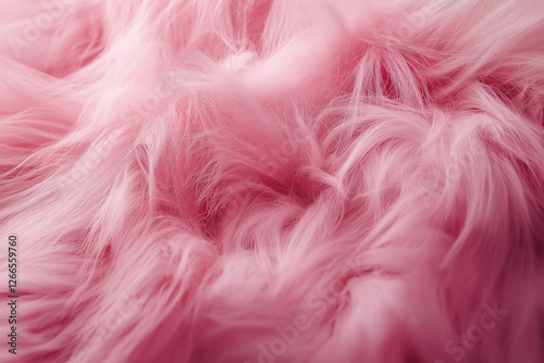 Close up pink soft fabric fur texture background. Shaggy fur pattern.