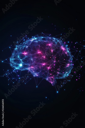 Wallpaper Mural A vibrant digital representation of a brain composed of glowing nodes and connections, symbolizing neural activity and innovation Torontodigital.ca