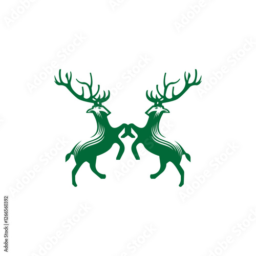 deer twins icon logo design illustration