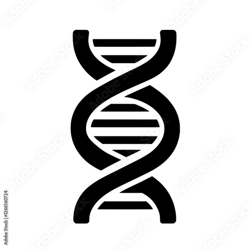 DNA Double Helix: A bold, black and white illustration of a DNA double helix, a fundamental building block of life, symbolizing genetics, science, and research.