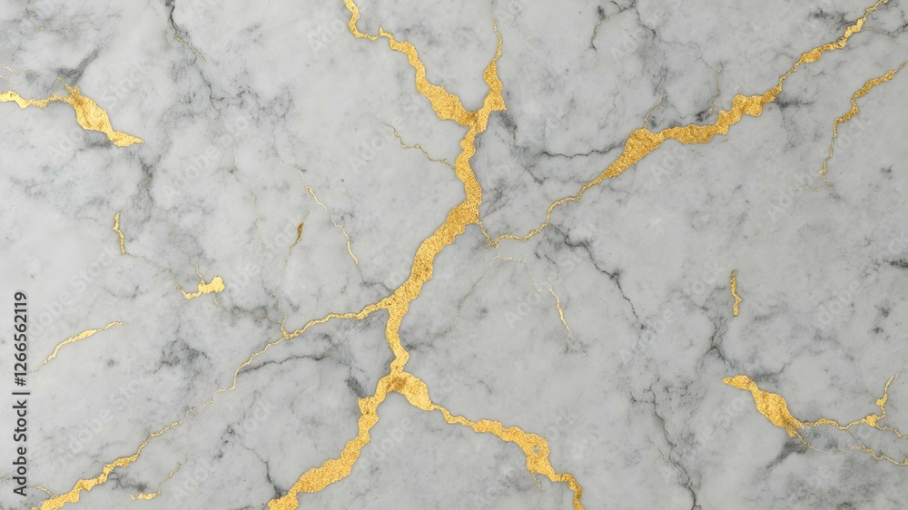 Obraz premium Gold Veined Marble: A luxurious and elegant background featuring a close-up of white marble with intricate gold veins.