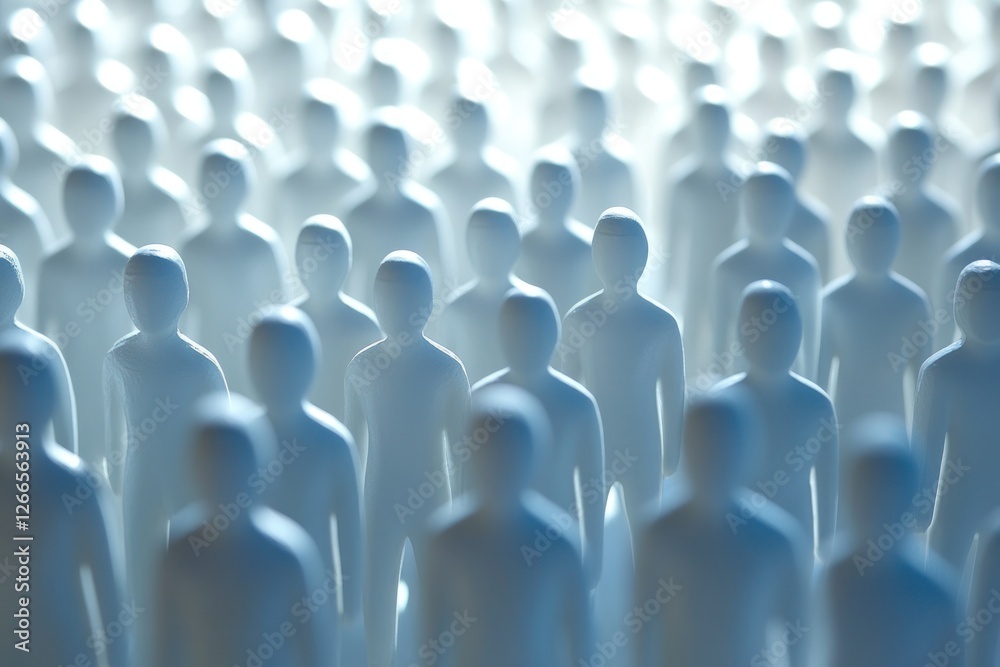Obraz premium Crowd of abstract figures in a bright background