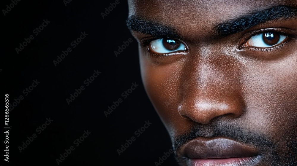 A close up of a man's face with blue eyes A close up of a man's face with blue eyes
