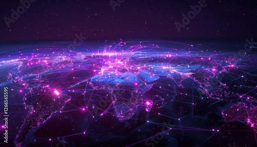 Wonderful world map futuristic telecommunication network, concept about global internet connection and information, communication, international security