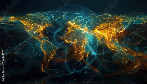 Wonderful world map futuristic telecommunication network, concept about global internet connection and information, communication, international security