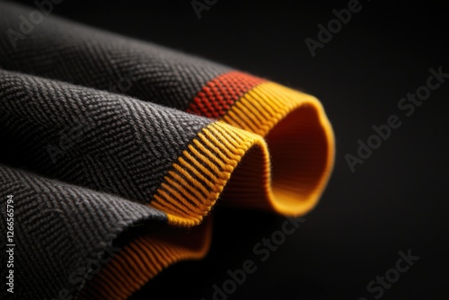 Soft fabric with intricate texture, vibrant orange edges contras