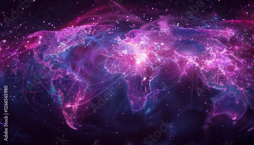 Wonderful world map futuristic telecommunication network, concept about global internet connection and information, communication, international security