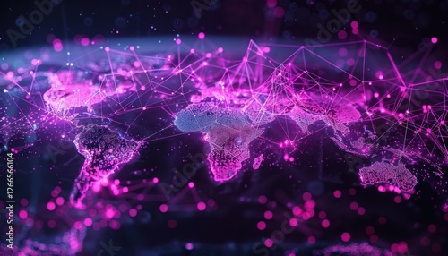 Wonderful world map futuristic telecommunication network, concept about global internet connection and information, communication, international security