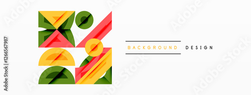 Abstract geometric background shapes forming a modern, symmetrical pattern. Bold contrast, smooth gradients, dynamic composition, futuristic style