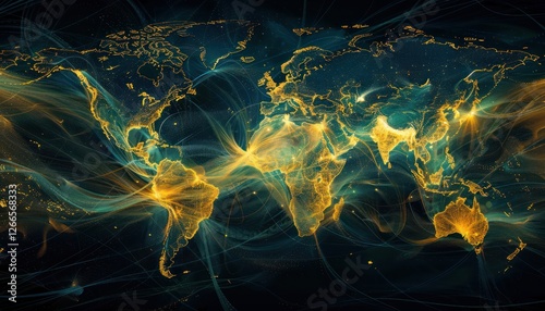 Wonderful world map futuristic telecommunication network, concept about global internet connection and information, communication, international security