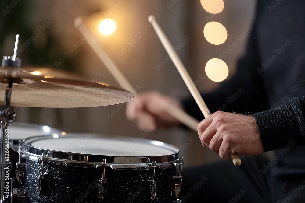Man playing drums in a room close-up of drummer musical performance rhythm instrument musician artistry Man playing drums in a room close-up of drummer musical performance rhythm instrument musician artistry