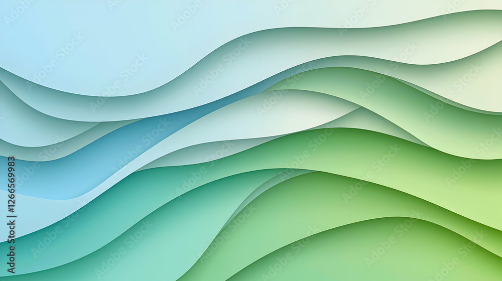 Obraz premium Abstract Green and Blue Layered Wave Pattern Background Graphic