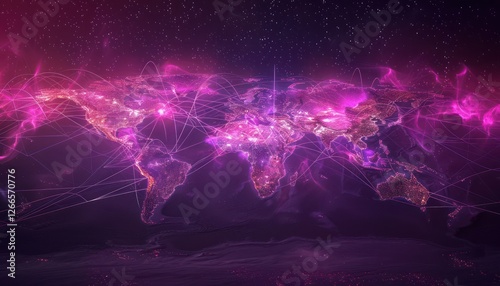 Wonderful world map futuristic telecommunication network, concept about global internet connection and information, communication, international security