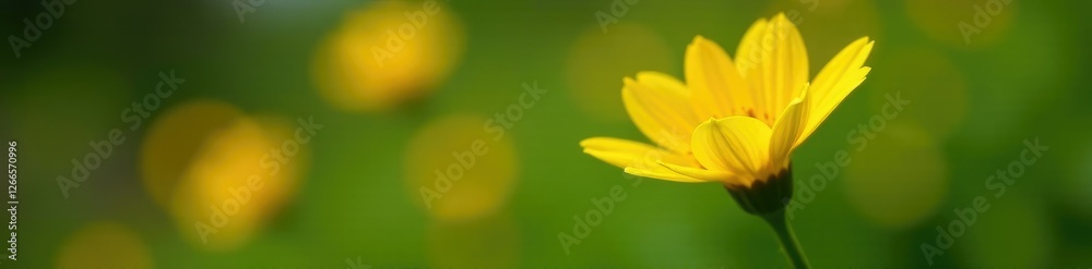Bright yellow petals unfolding from a green stem, botanical garden, flowers Bright yellow petals unfolding from a green stem, botanical garden, flowers