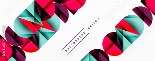 Abstract geometric pattern with intersecting circles and triangles in gradients. The high-contrast composition creates depth and a dynamic, modern aesthetic