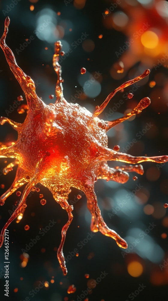 Abstract Red and Orange Liquid Form Explosion Burst Fluid Motion Abstract Red and Orange Liquid Form Explosion Burst Fluid Motion