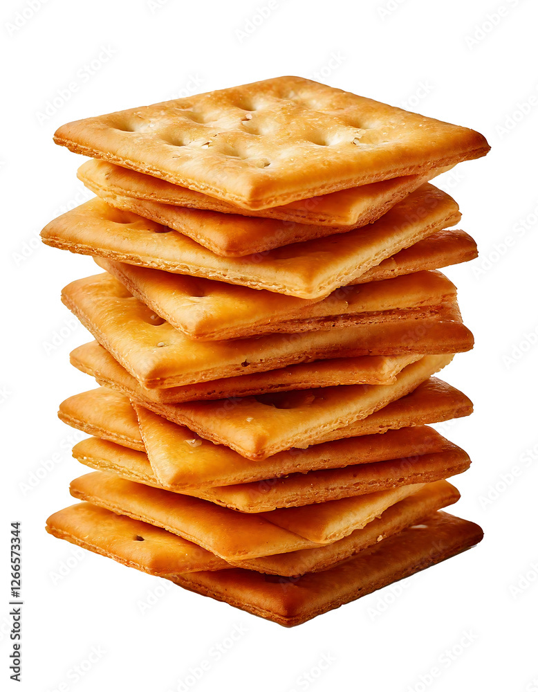 stacked pile of crispy saltine crackers isolated on transparent background stacked pile of crispy saltine crackers isolated on transparent background