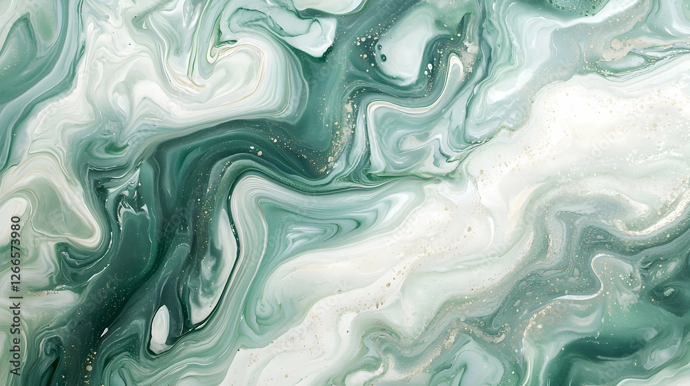 Abstract Swirling Green and White Marble Texture with Gold Accents Abstract Swirling Green and White Marble Texture with Gold Accents