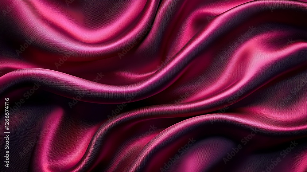 Fototapeta premium Crimson silk drapes, studio backdrop, luxurious texture, elegant design