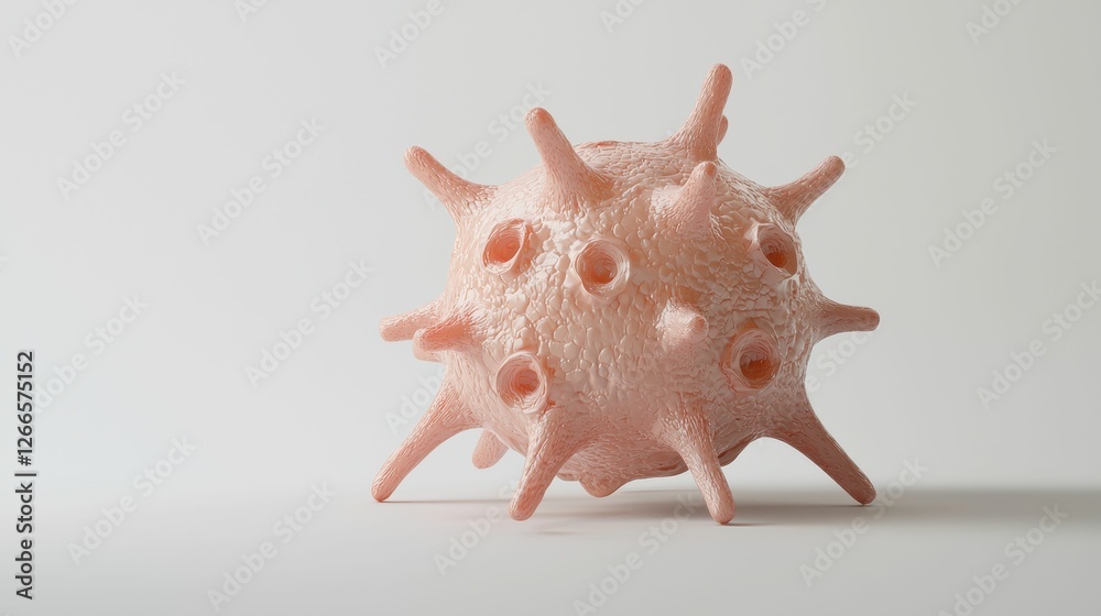 Pink Spiked Sphere with Openings on a White Background Studio Shot Pink Spiked Sphere with Openings on a White Background Studio Shot