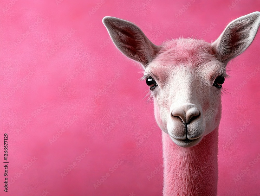 Obraz premium A pink llama with a pink background