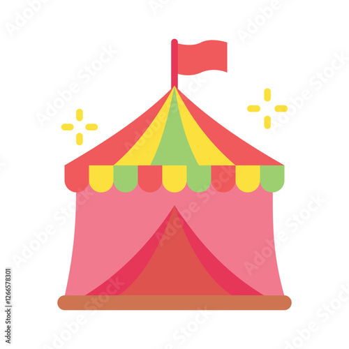 Amusement flat color, mini illustration icon. use for modern concept, print, UI, UX kit, web and app development. Vector EPS 10, related to entertainment, festival, funfair and hobbies.
