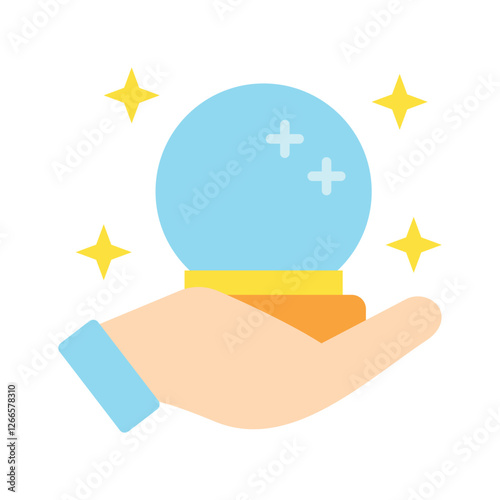 Fortune Teller flat color, mini illustration icon. use for modern concept, print, UI, UX kit, web and app development. Vector EPS 10, related to entertainment, festival, funfair and hobbies.