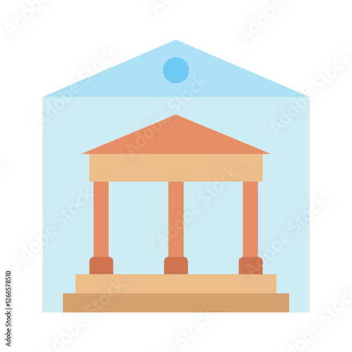 Museum flat color, mini illustration icon. use for modern concept, print, UI, UX kit, web and app development. Vector EPS 10, related to entertainment, festival, funfair and hobbies.
