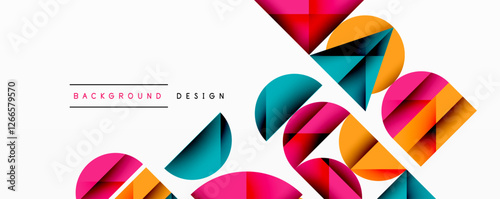 Abstract geometric pattern with intersecting circles and triangles in gradients. The high-contrast composition creates depth and a dynamic, modern aesthetic