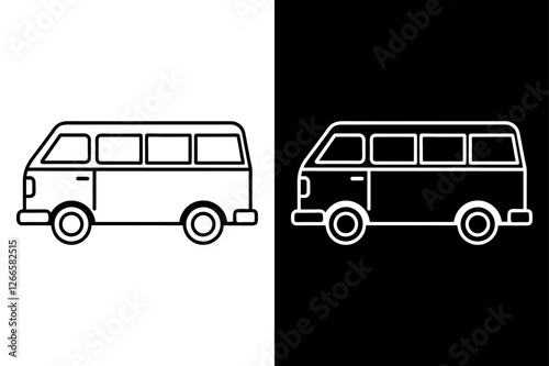 Black & White Van Icon Elegant and Versatile