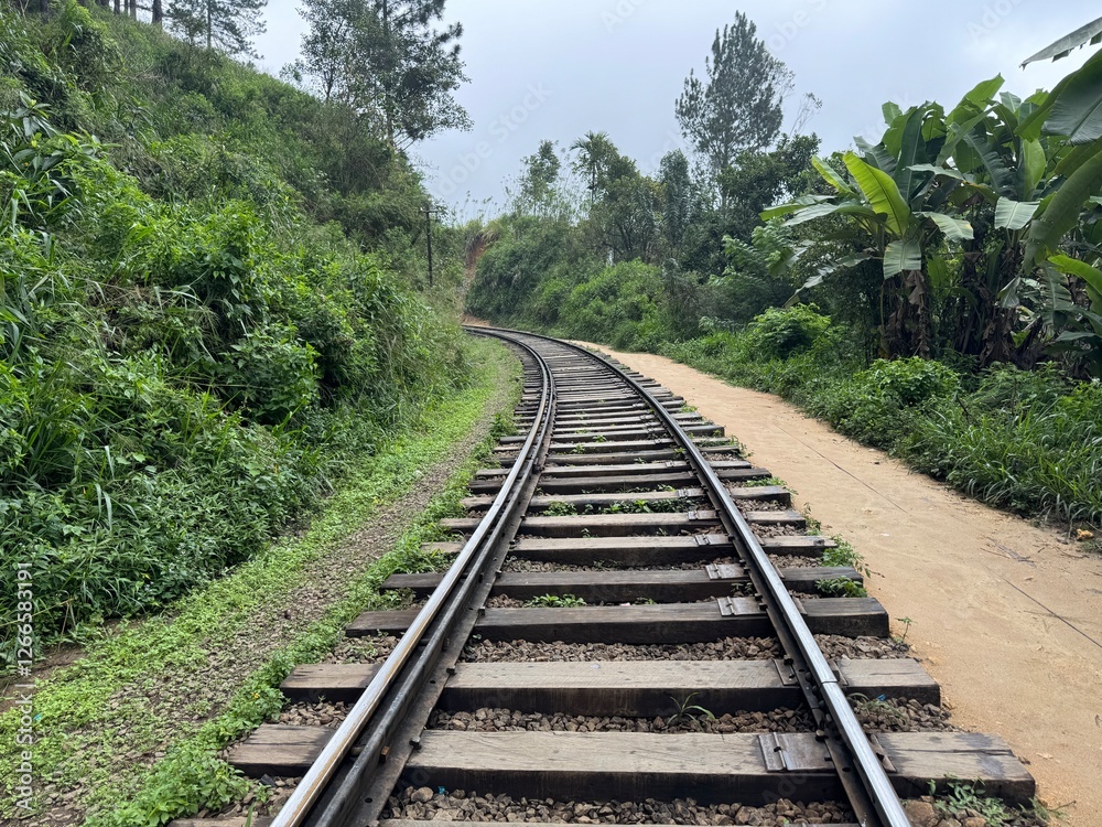 Obraz premium old wooden train rail, sri lanka train rail