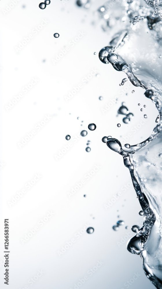 Fresh water droplets splashing in dynamic liquid motion, creating serene effect Fresh water droplets splashing in dynamic liquid motion, creating serene effect